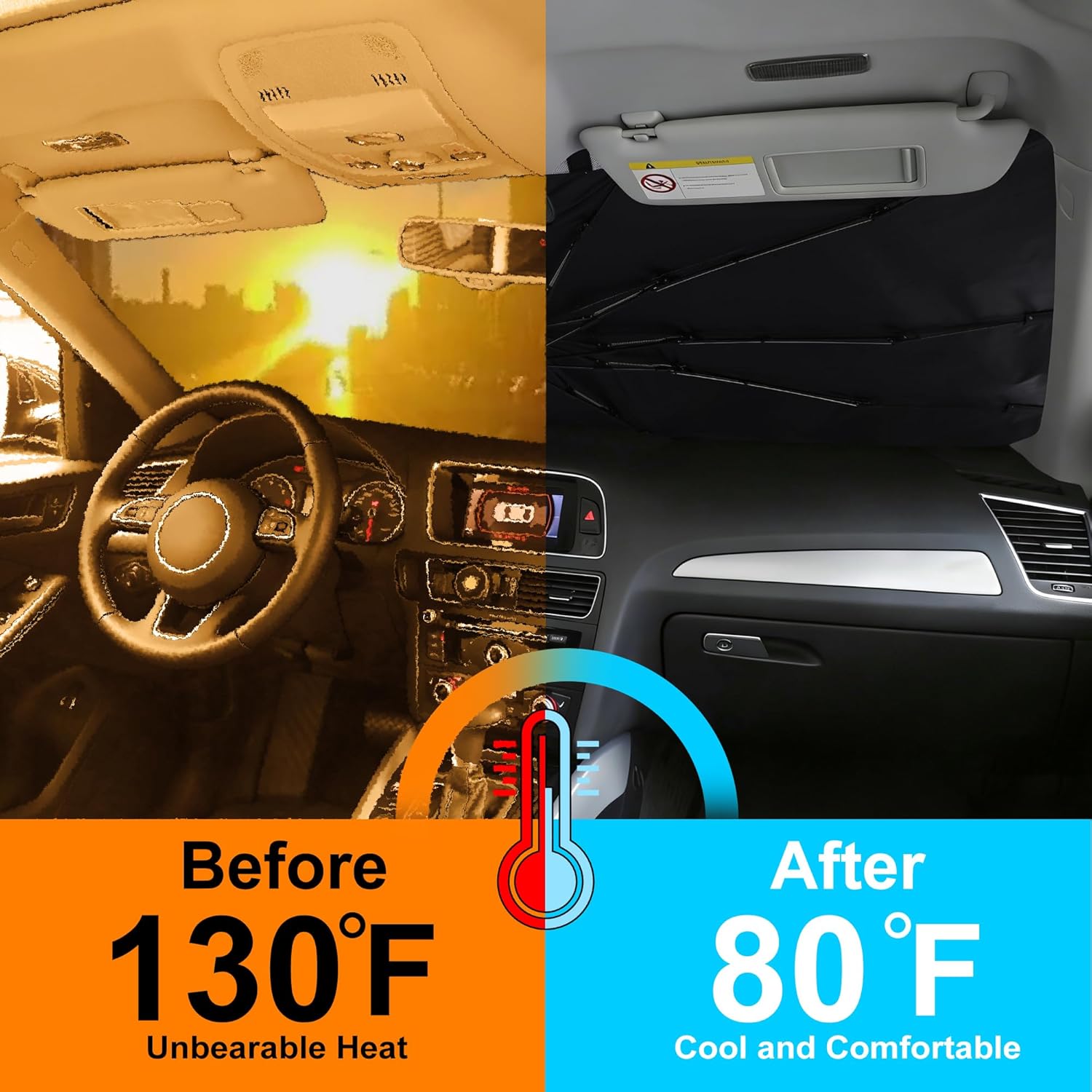 Windshield Sun Shade Umbrella Fit for 2010-2024 2025 2026 Dodge RAM 2500 3500 Accessories Foldable Sunshade Sun Blocker Protect Car from Heat Damage