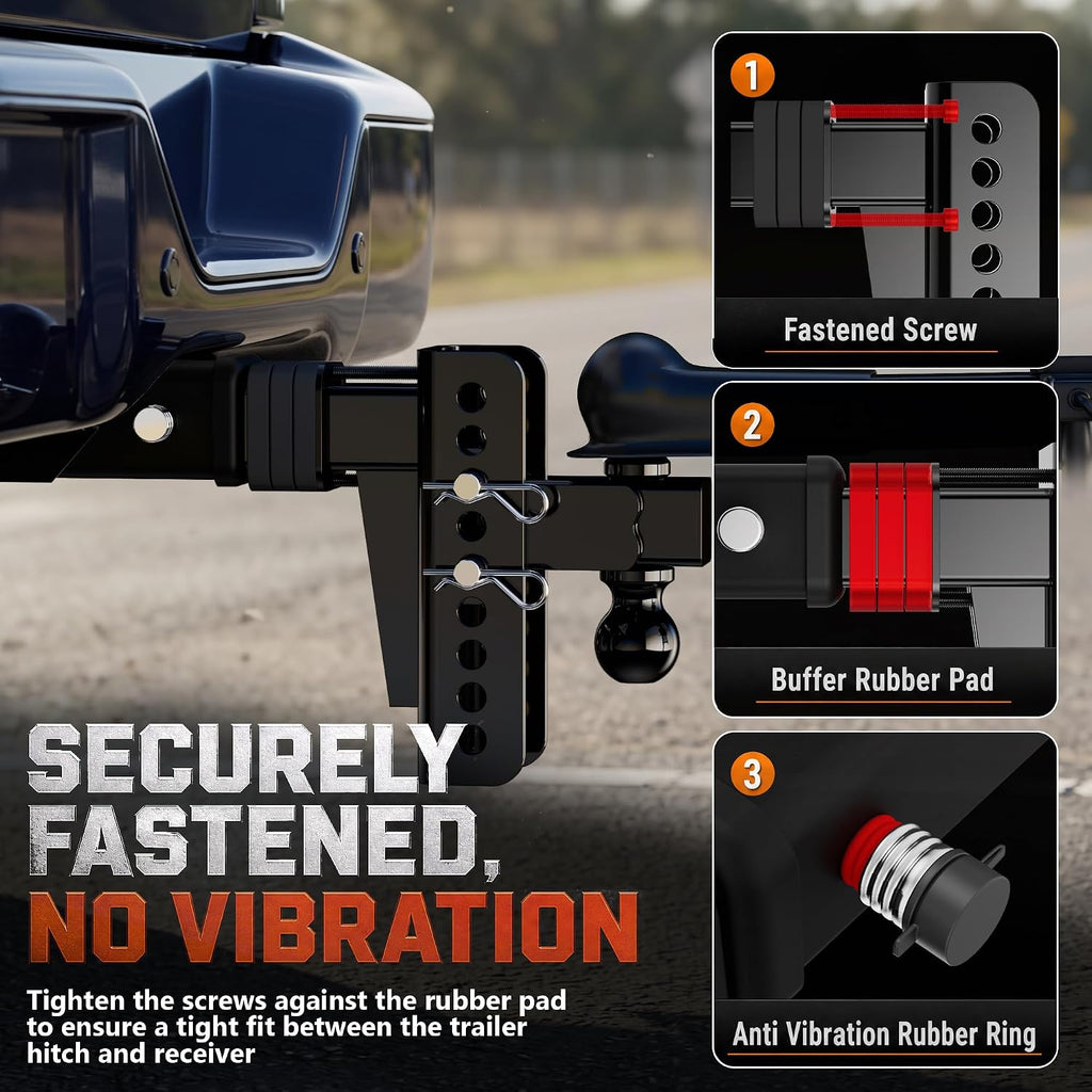 adjustable trailer hitch, fit 2 in receiver, 6, package contents