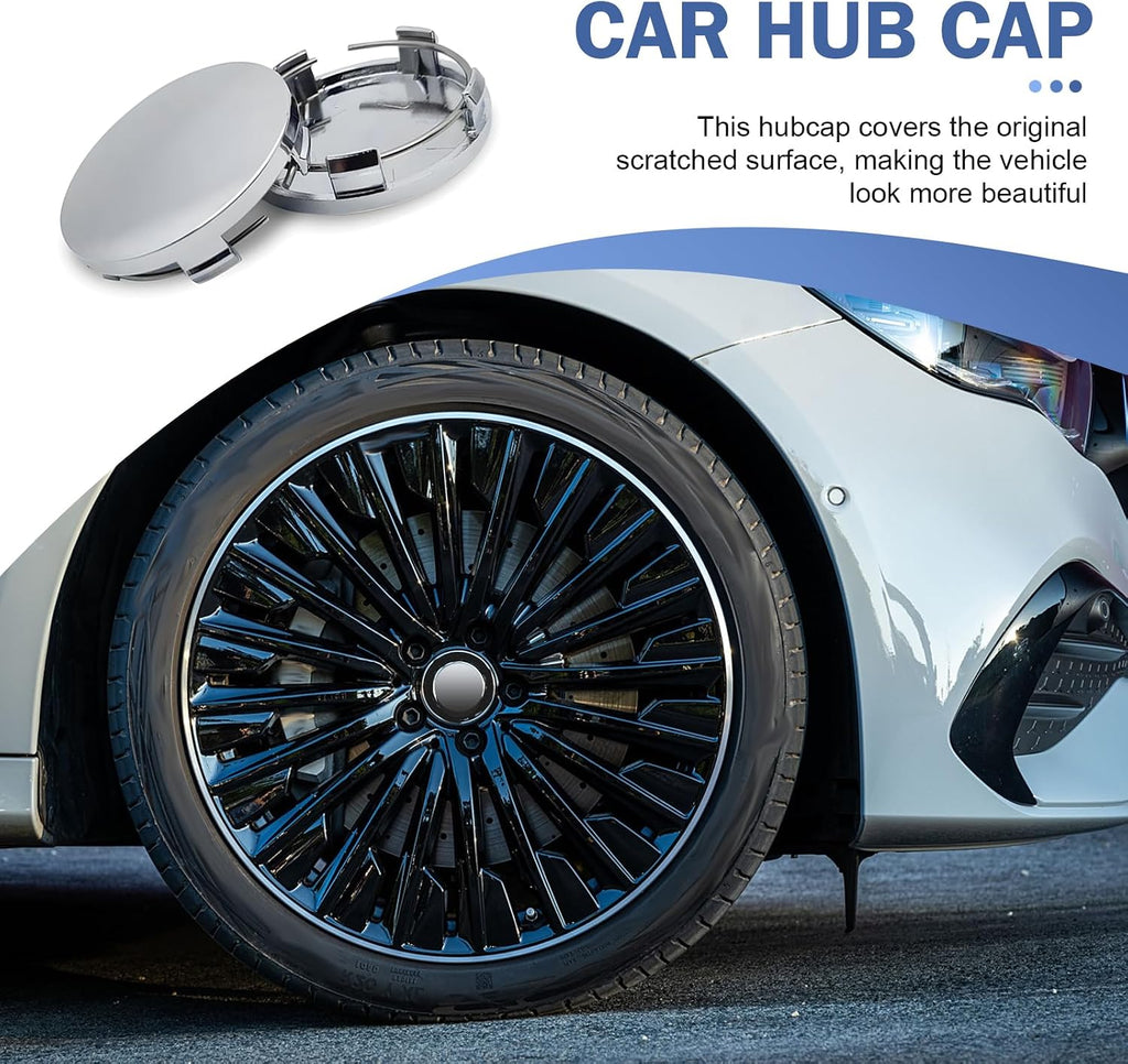 4 PCS Car Wheel Center Caps, 60MM/2.36In OD 56MM/2.2In ID, ABS Snap-in Vehicle Rim Hub Caps, Anti-Falling Rust-Proof Wheel Hub Decoration, Universal for SUV Sedan Truck(Silver)