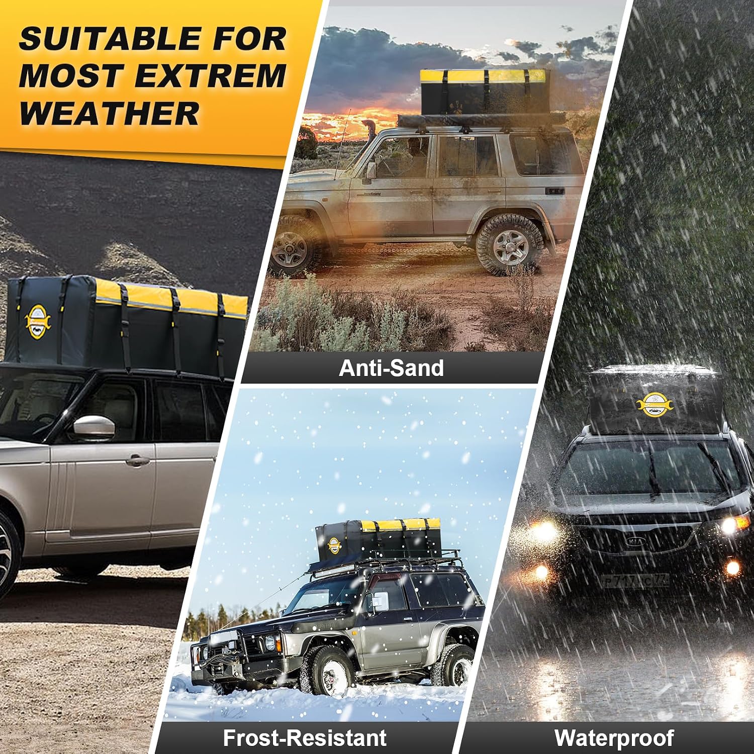 Sailnovo Car Rooftop Cargo Carrier Bag 20 Cubic, PVC Vehicle Soft-Shell Car Top Carrier for Cars with/Without Roof Rack, Waterproof Roof Bag Includes Anti-Slip Mat,10 Reinforced Straps, Yellow