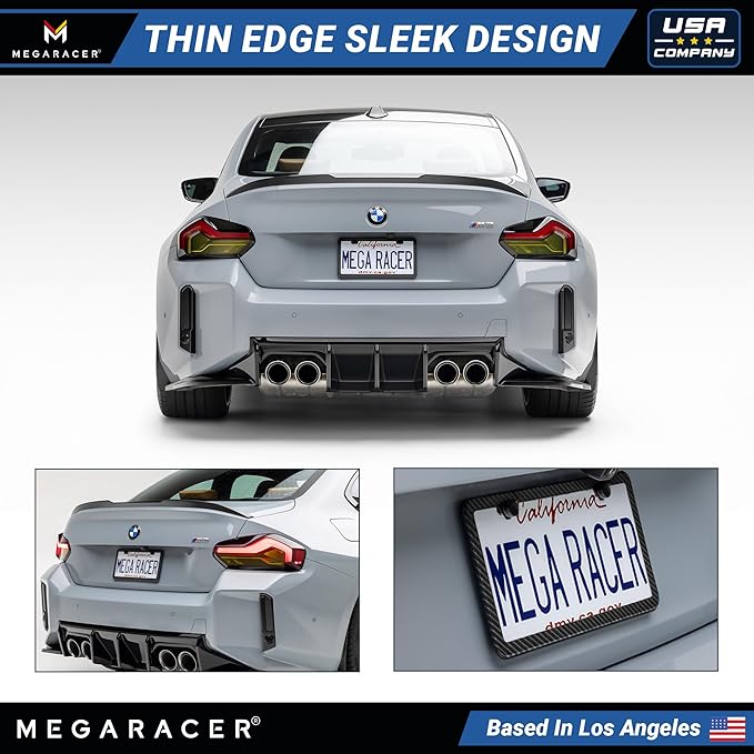 Premium Slim Carbon Fiber Design License Plate Frame – 1 Pack, Rust-Free - Image 3