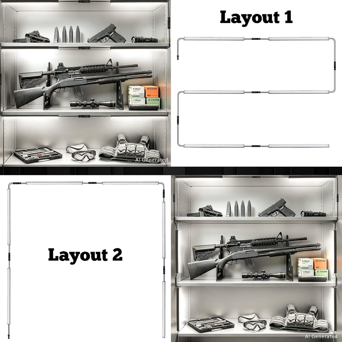 door activated gun safe light kit, 5000k linkable, side view