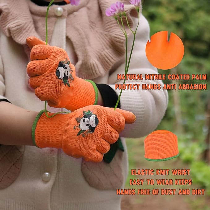 HANDLANDY 2 Pairs Kids Gardening Gloves, Toddler Children Garden Yard Work - Image 3
