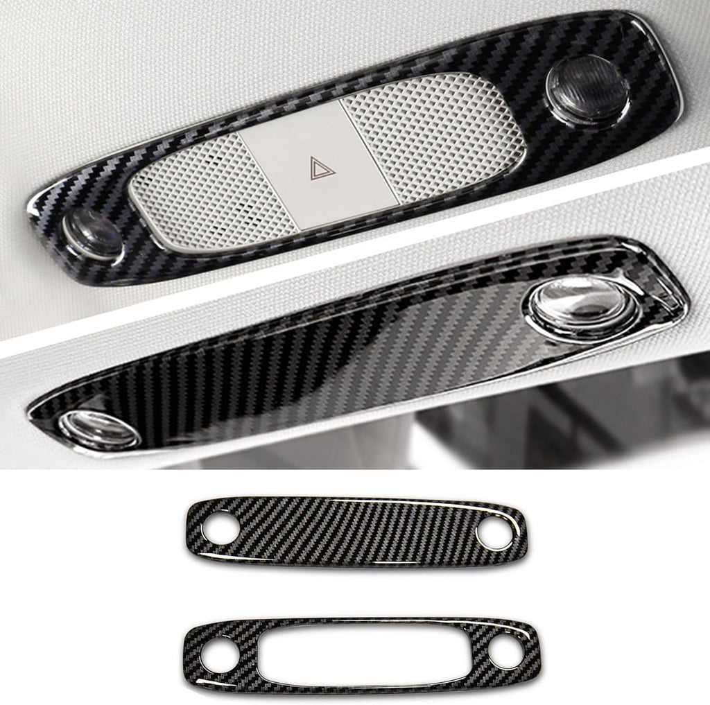 Car Front Reading Light Lamp Panel Trim Cover, Protective Cover Car Accessories Compatible with Tesla Model 3 2017-2023 Tesla Model Y 2020-2023, Carbon Fiber Interior Trim Cover ABS