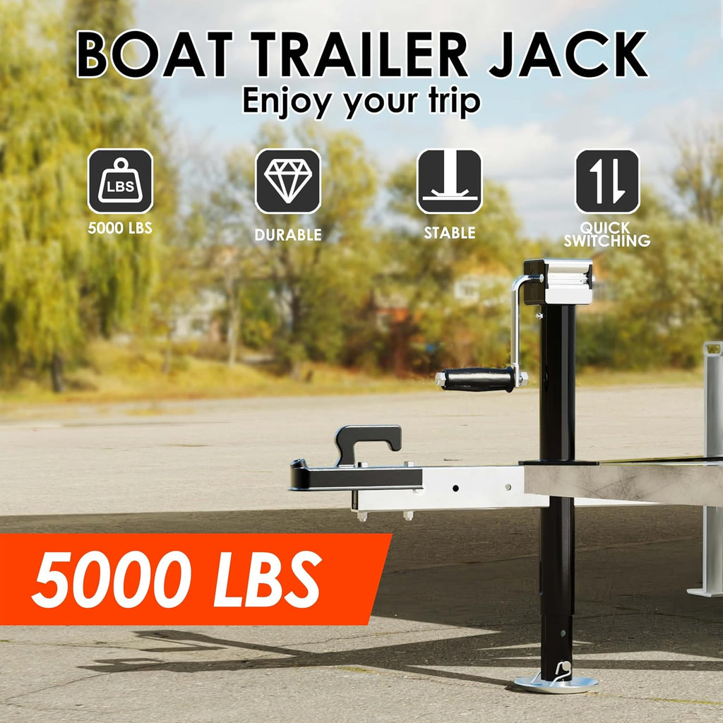 YOMILINK 5000 lbs A-Frame Trailer Jack, 15" Lift, Adjustable 5-Level Drop Leg, 5K Jack for RV Trailer Boat
