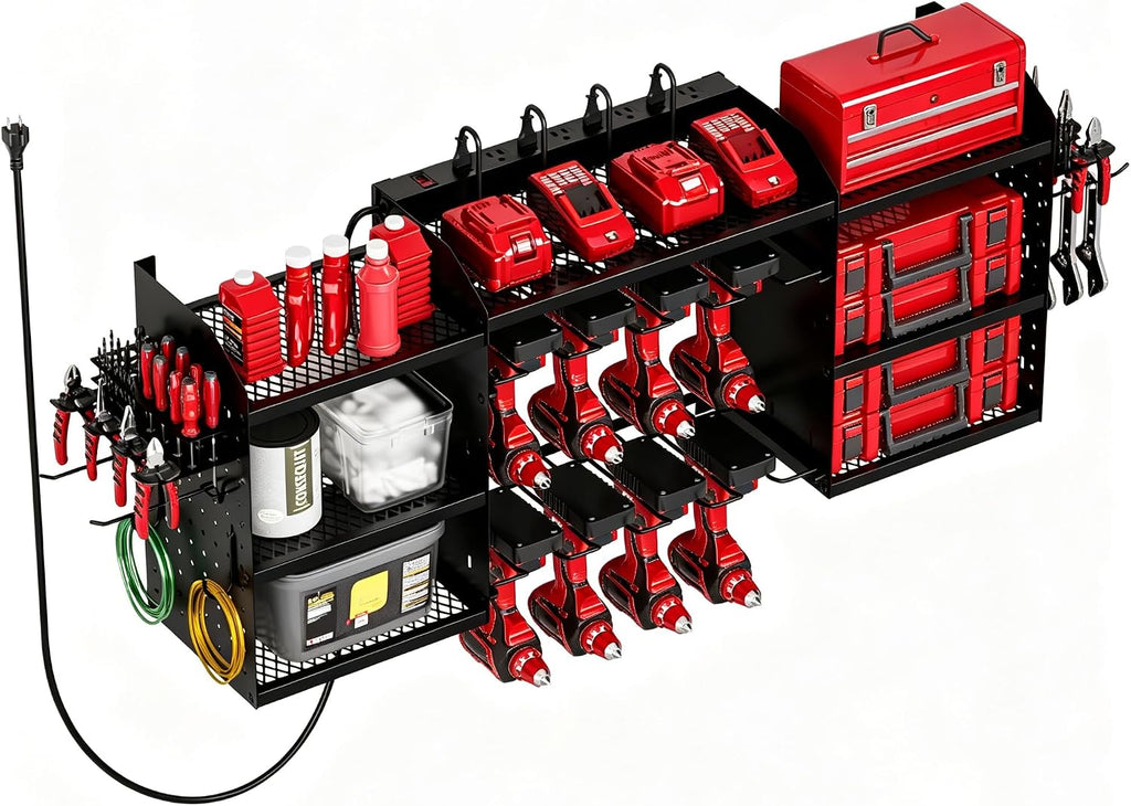power tool organizer wall mount with charging station, main product view