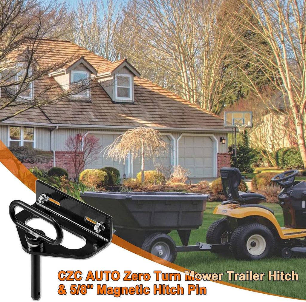 CZC AUTO Zero Turn Mower Trailer Hitch Kit - 5/8'' Magnetic Hitch Pin, Combo Pack for Secure Attachment, Black