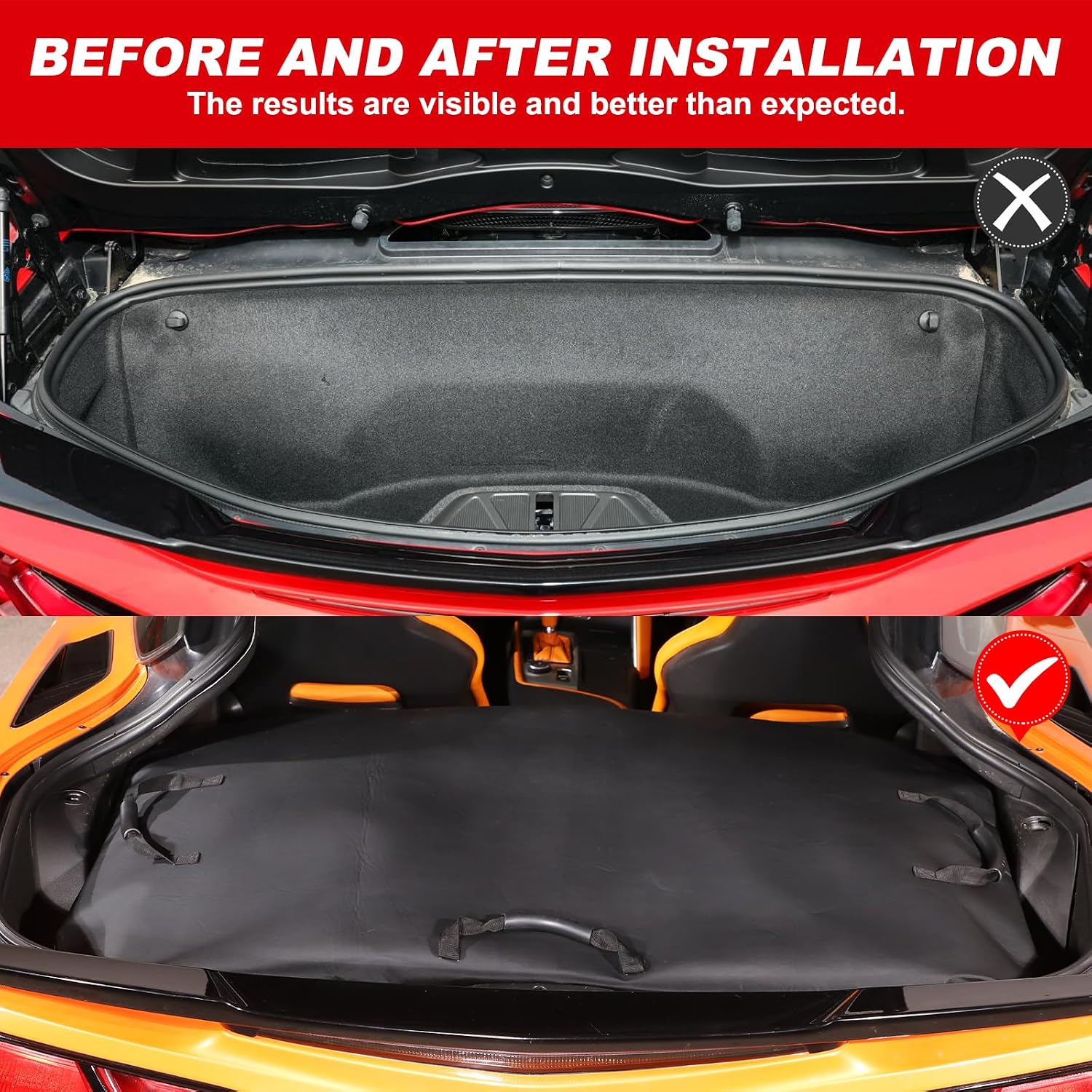 for C7 Corvette Hard Top Roof Panel Protection Storage Cover Bag Removable Waterproof Leather Trunk Rooftop Panel Storage Bag with Handle Compatible with Corvette C7 Coupe 2014-2019 Accessories (1PC)