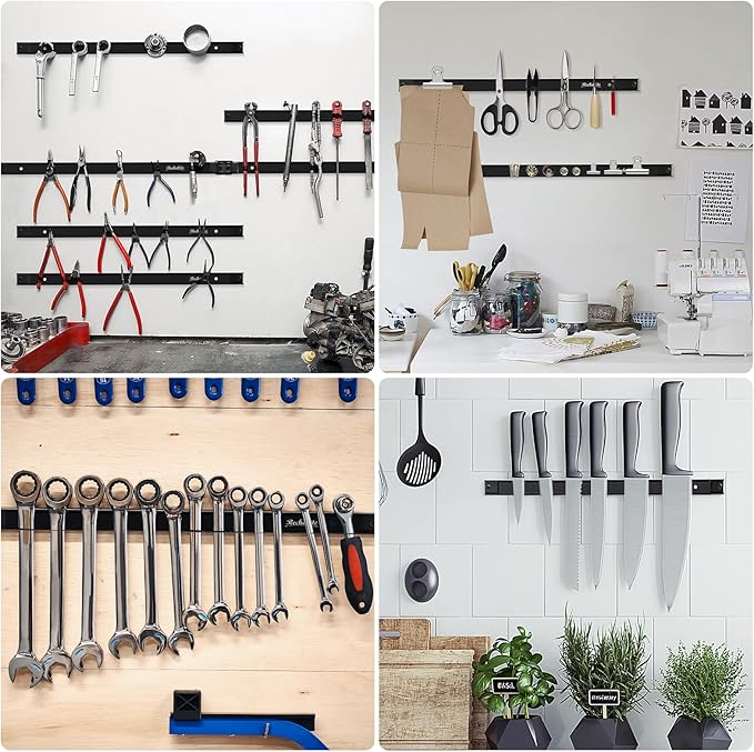 6 Pieces 24" Magnetic Tool Holder Strip, Metal Tool Organizer Rack - Image 6