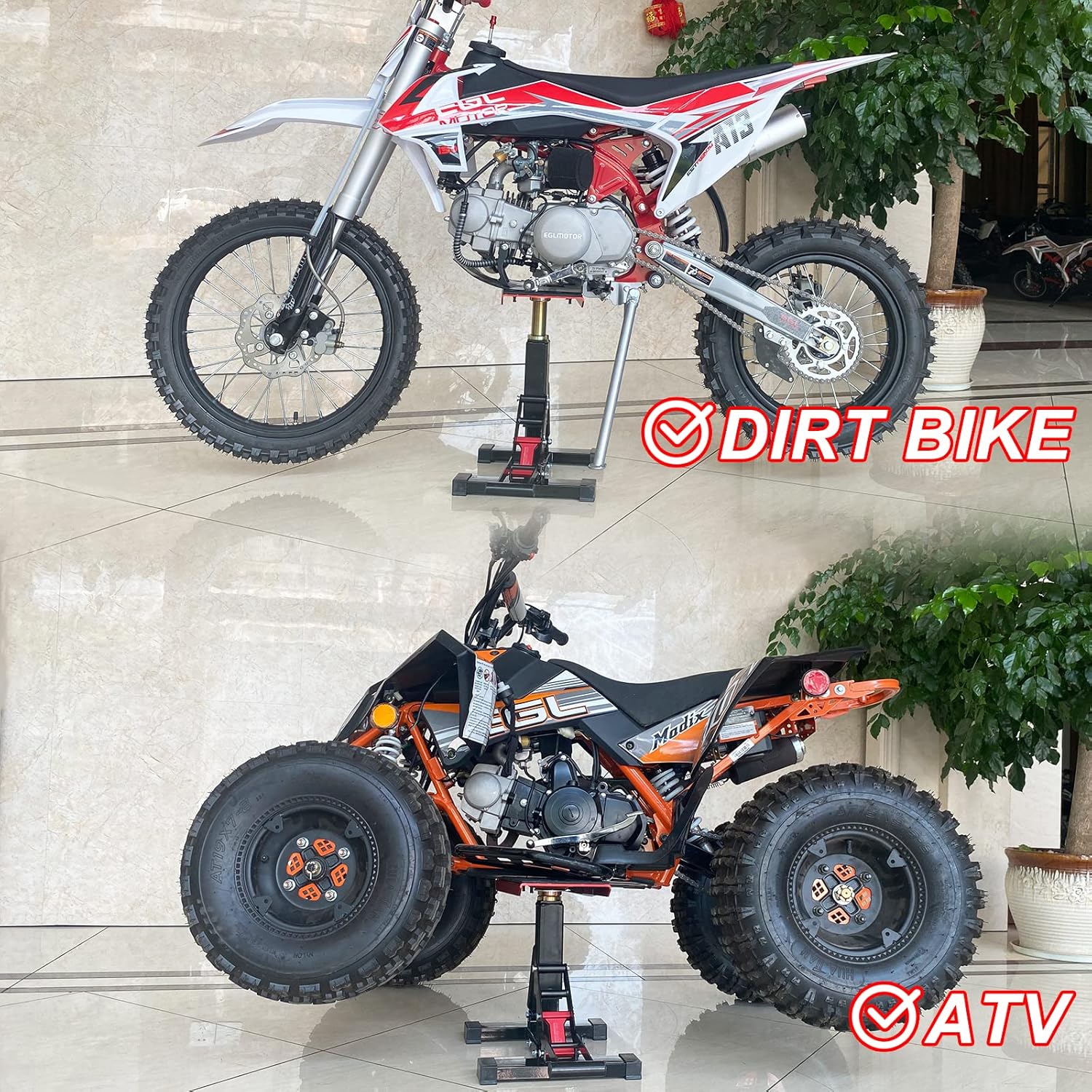 POLARBEAR Dirt Bike Stand Adjustable Jack Stand 1200Lbs Capacity Engine Stand Vertical Rise Easy Operated for ATV Dirt Bike Maintenance Lightweight(Black)