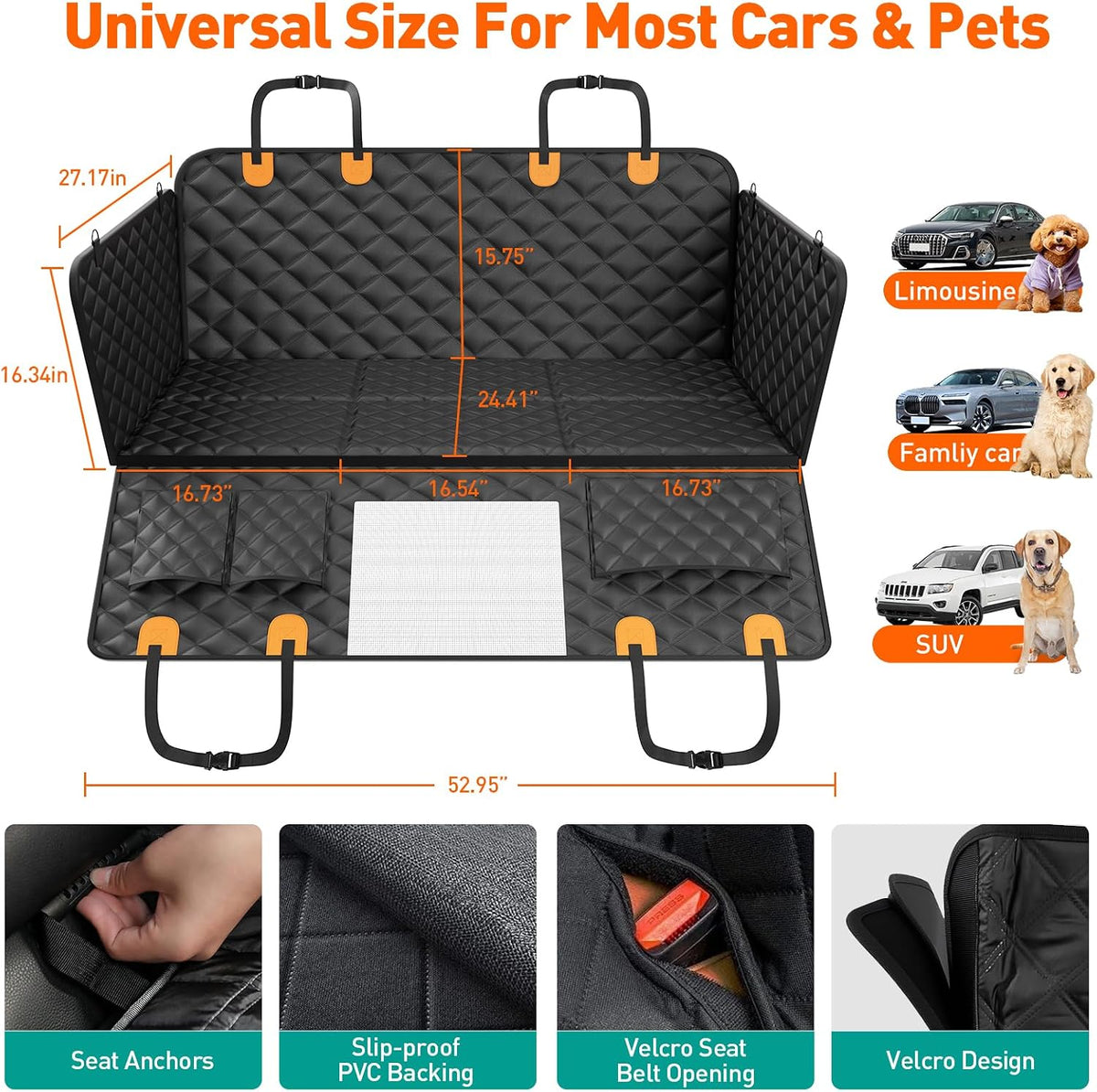 dog car seat cover for back seat, hard on a desk or shelf