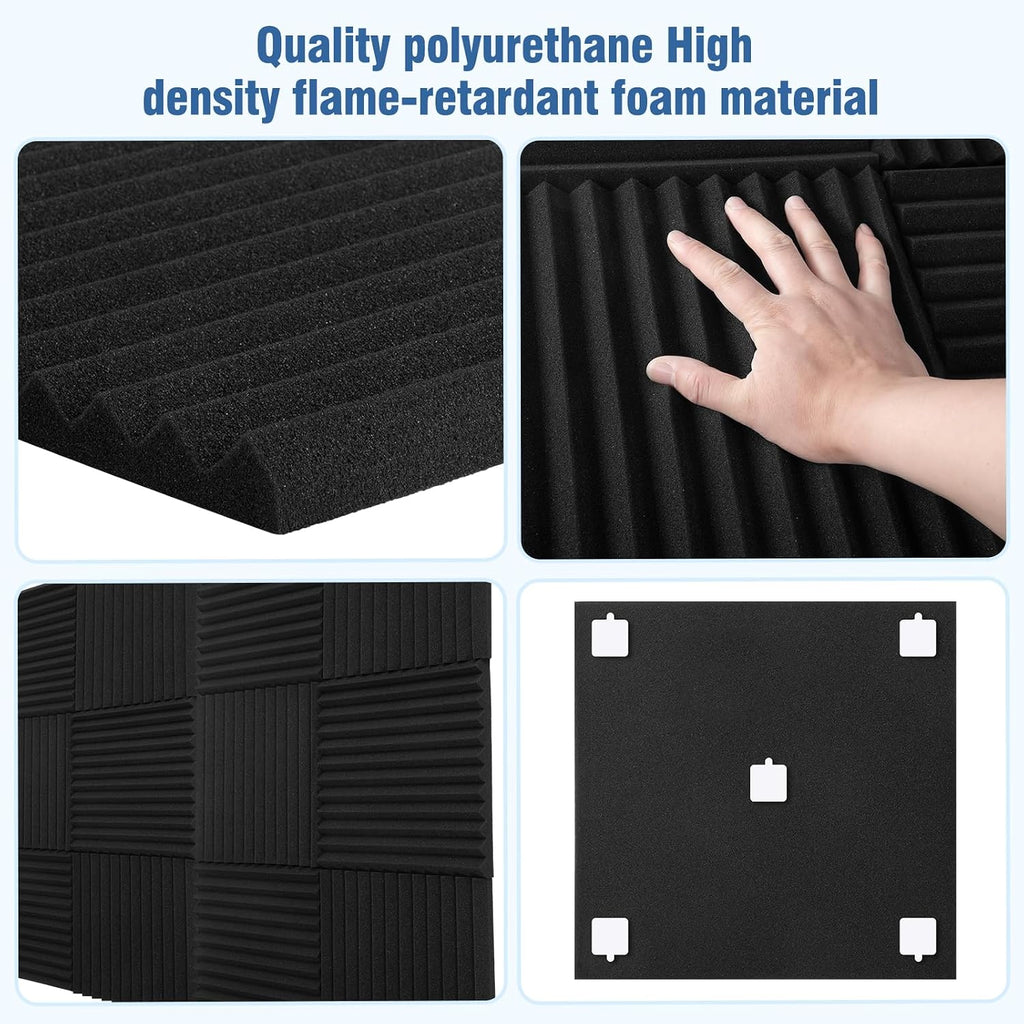 sound proof foam panels,12"×12"×1" acoustic foam panels, high showing dimensions