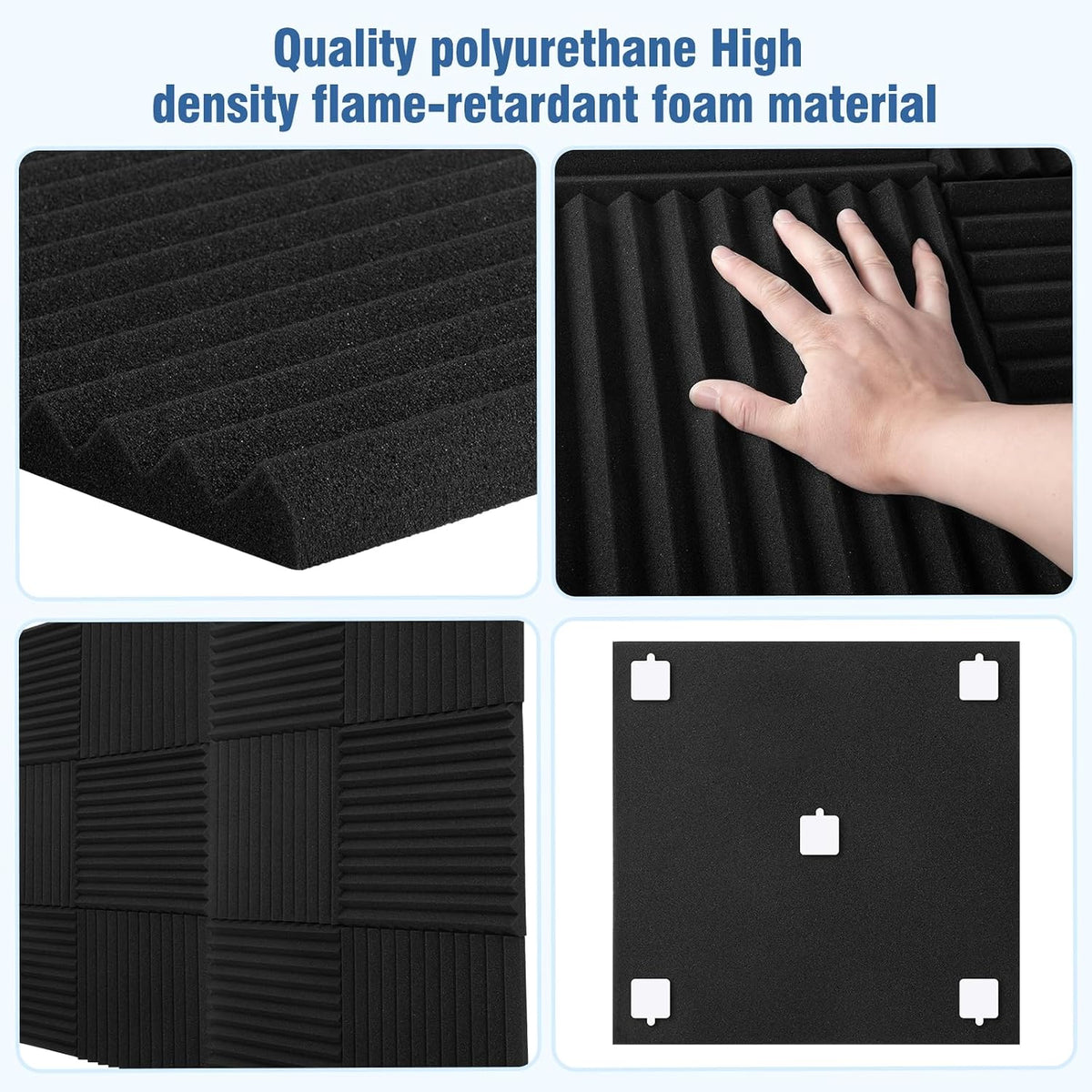 sound proof foam panels,12"×12"×1" acoustic foam panels, high showing dimensions