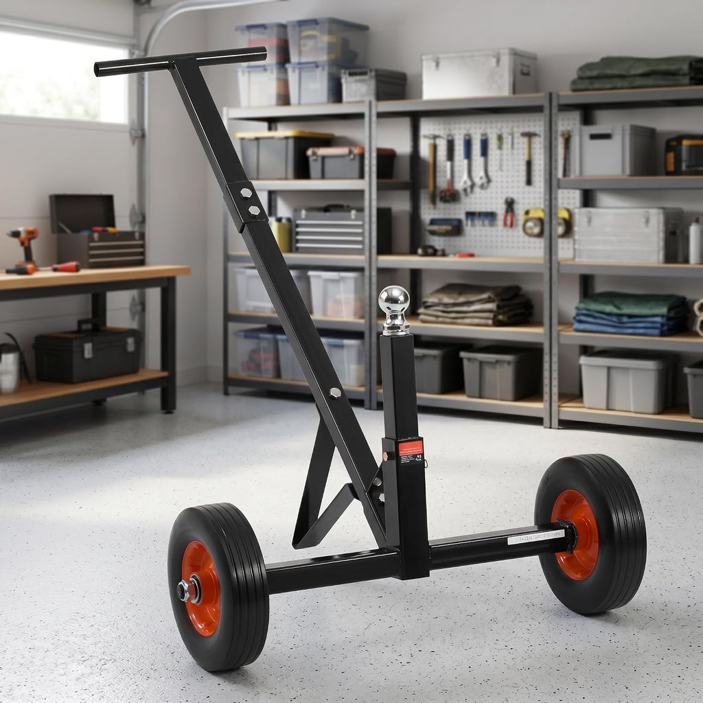 Trailer Dolly 600lbs Capacity, Carbon Steel Trailer Mover with 1-7/8 inch Hitch Ball and 10 inch Flat-Free Tires, Adjust