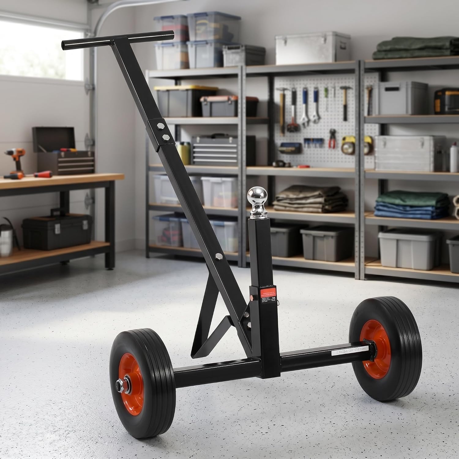 Trailer Dolly 600lbs Capacity, Carbon Steel Trailer Mover with 1-7/8 inch Hitch Ball and 10 inch Flat-Free Tires, Adjust