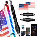 2PCS 3FT Spiral RGB LED Whip Light for UTV, with Spring Base App & RF Wireless Remote Control, Chasing Lighted Antenna Whips for UTV ATV RZR SXS Can-Am Polaris Offroad Truck