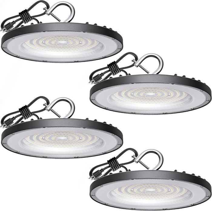 4 Pack UFO LED High Bay Shop Light 150W, 6000K 21,000lm, ETL Listed