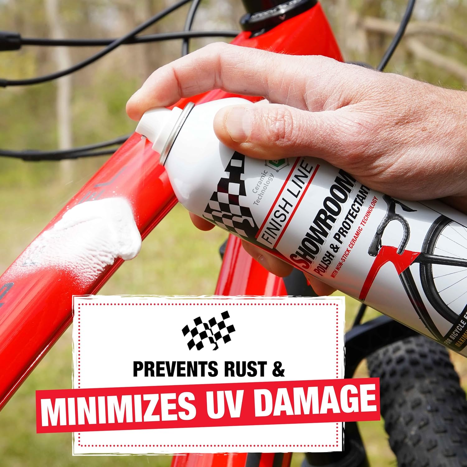 Showroom Polish and Protectant for Bicycles, High-Gloss Ceramic Finish for Bike Frames & Components, Non-Stick Dirt Repellent, UV & Rust Protection, Safe on Plastic Rubber Metal, Long-Lasting Shine