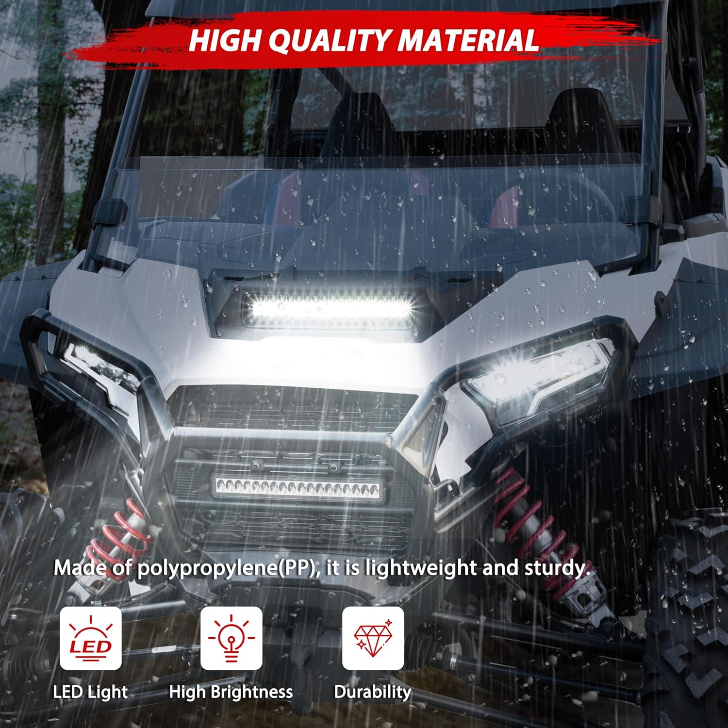 LED Turbo Hood Scoop Compatible with 2024 2025 2026 Polaris RZR XP 1000/ XP 4 1000 Accessories, Sport Hood Scoop Replacement Air Intake Kit PP Material Impact Resistant RZR Hood Accessories