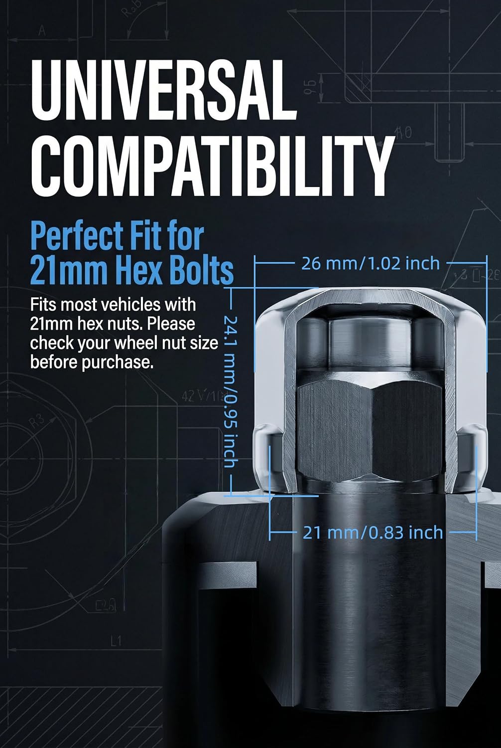 20PCS Lug Nut Covers, 21mm Plastic Dustproof Wheel Bolt Nut Caps, Protective Decorative Wheel Rim Accessories with Removal Tool, Universal for Most Cars Hex Lug Nut Caps (Silver)