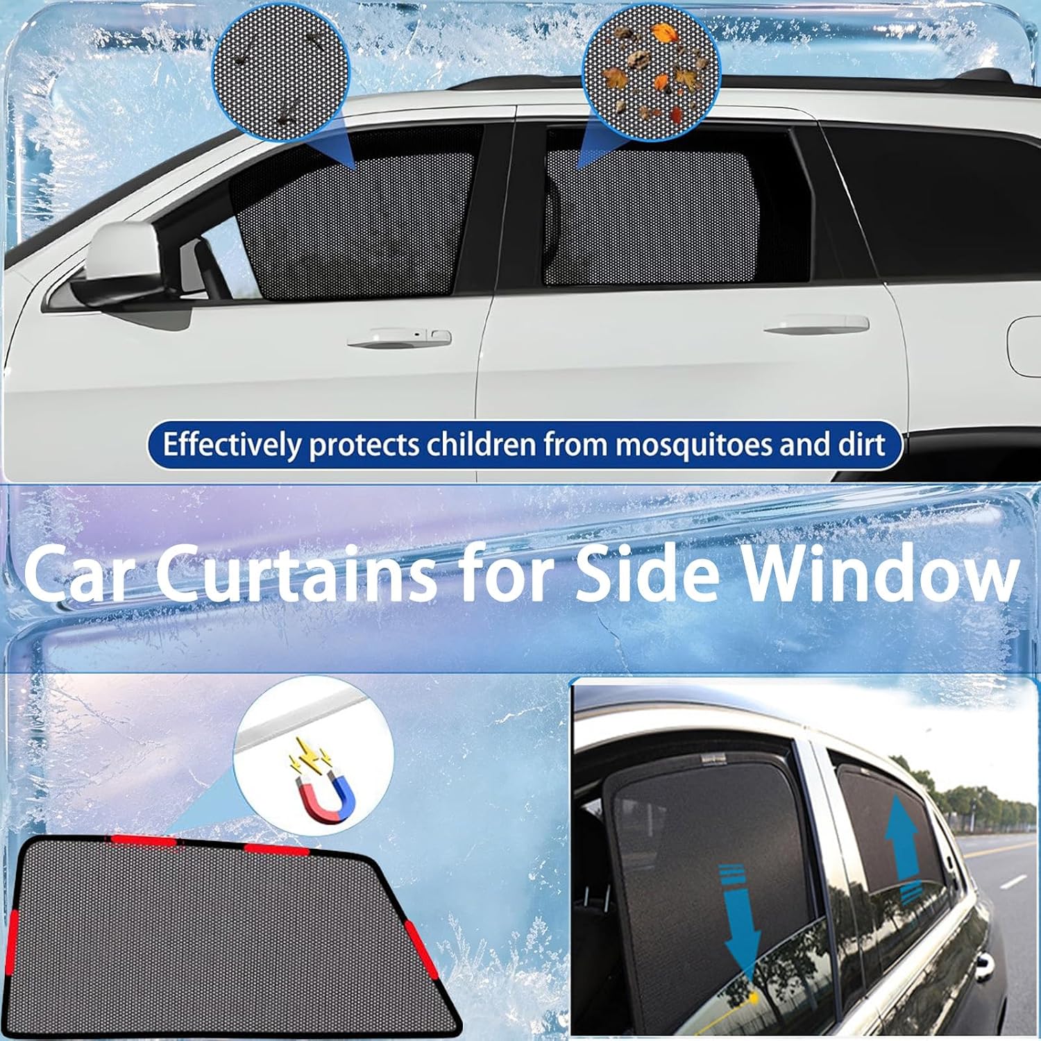 Car Side Window Sun Shades for KIA Sorento 2021-2025,Protector Sun Shield and UV Rays Privacy Protection,Breathable Mesh SidePrivacy,Rear Seats 2PC
