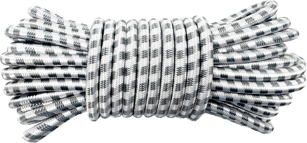 5/16" (8 mm) x 33FT Heavy Duty Bungee Cords - Marine Grade Polyester Shock Cord for Outdoor, Kayak & Tarp - 100% Natural Latex Core Elastic Cord, High-Stretch Bungee Rope & Bungie Cords