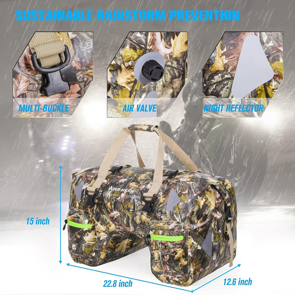 WILD HEART Dry Motorcycle Tail bag 70L/50L With Rope Straps and Inner Pocket Waterproof PVC 500D for Travel,Motorcycle and so on