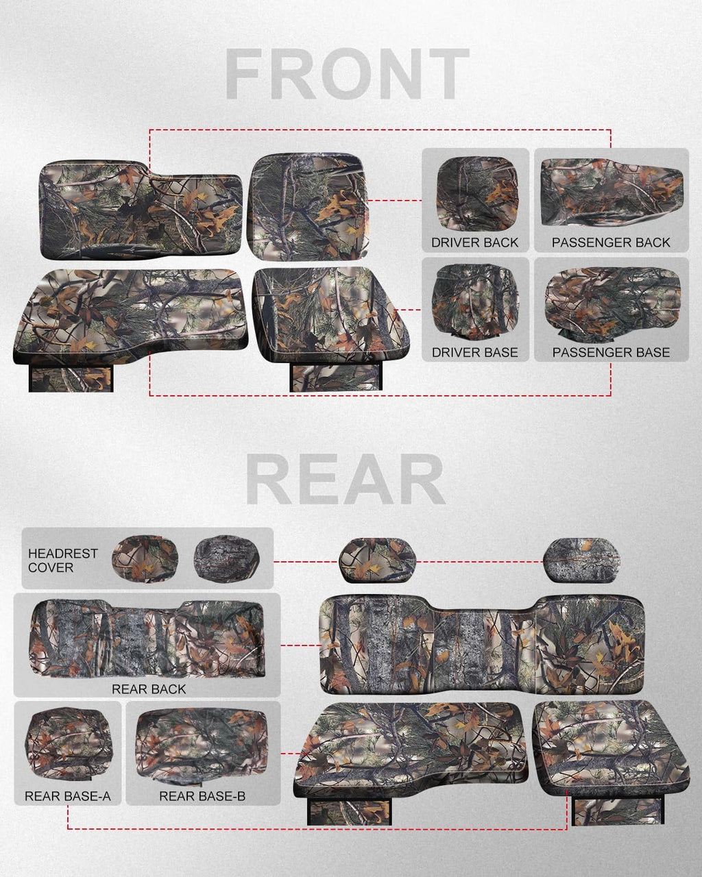 UTV Seat Covers Compatible with Polaris Ranger Crew 1000 Premium 2020–2025 and Ranger Crew XP 1000 2017–2021, Waterproof 1680D Oxford-Fabric Camo Seat Covers for Outdoor