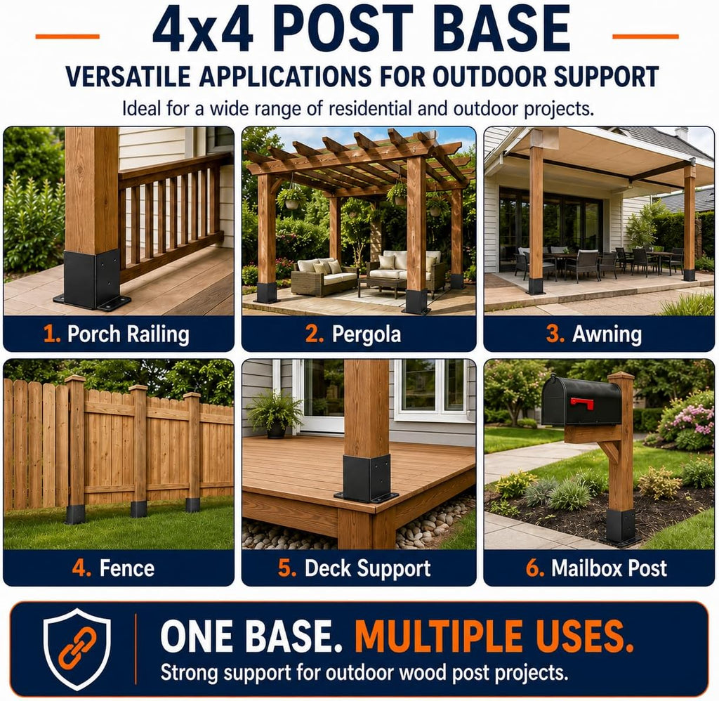 4x4 post base, 4x4 post bracket 4pcs, inner, package contents
