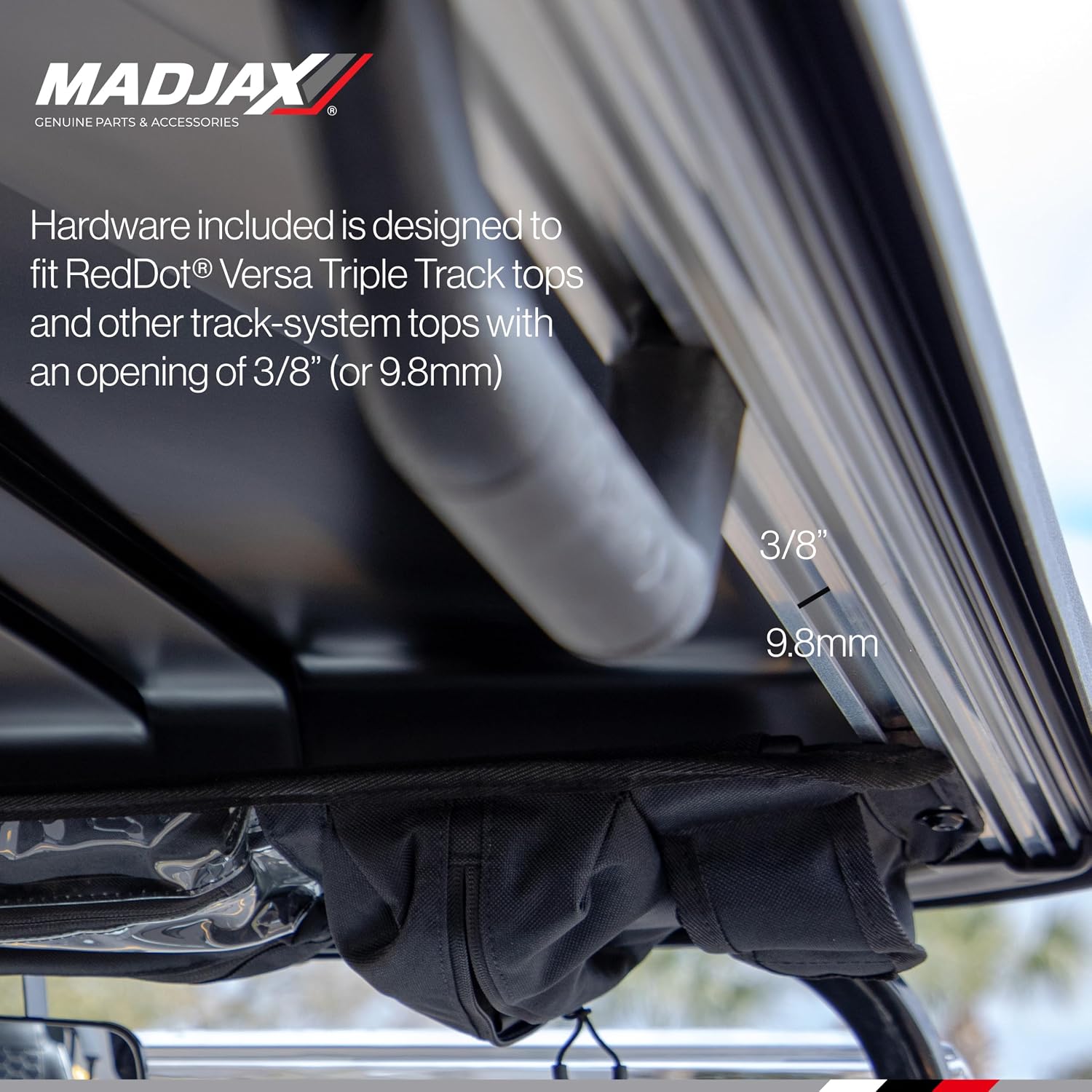 MADJAX Universal Golf Cart Hard Grab Handle | Automotive Style Black Sturdy Rubber Finish | Compatible with Club Car, EZGO, Yamaha, XSeries with RedDot Versa Triple Track Tops