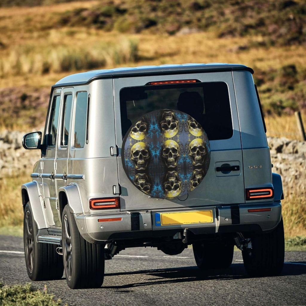 Artistic Skull Print Universal Spare Tire Cover for RV, Jeep | Wheel Protector Fits Rv, Trailer, Jeep, Shield Tires From Sun, Dirt And Rain For Outdoor Storage
