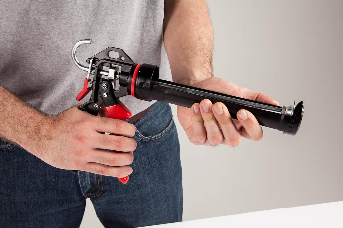 red devil 3989 9" extreme duty caulk gun showing dimensions