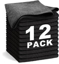 Black Microfiber Cleaning Cloth 13"x13", Ultra Soft Absorbent Microfiber by WEAWE