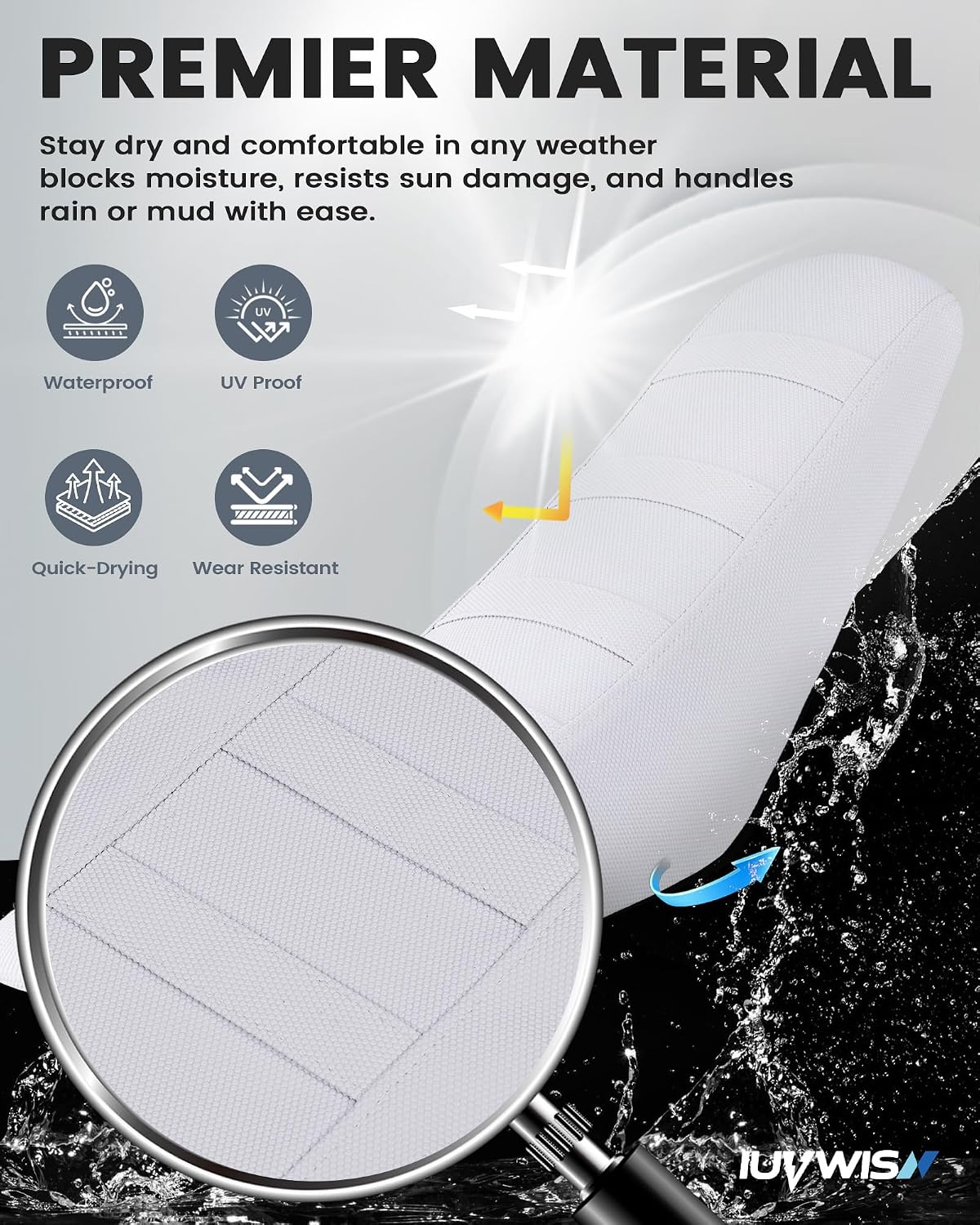 Universal DirtBike Motorcycle Seat Cover Particle Surface White - for Most Dirt Pit Bike Motocross Off Road Enduro|Soft|Non-Slip|Weather-Resistant|Durable Design|Precise Fit