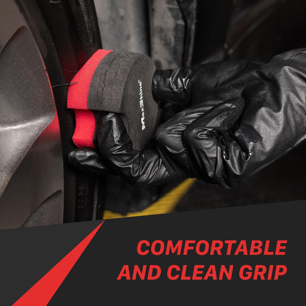 Maxshine Wax Applicator Pad | 2.9 Inch, Grey & Red, EVA Dual-Layer Foam | Ergonomic Grip, Scratch-Free, Washable | for Car Wax, Sealant & Dressing Application