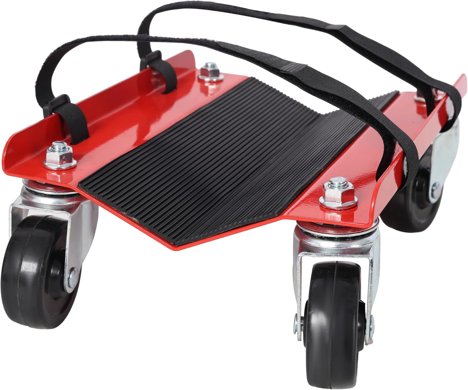 Snowmobile Dolly Heavy Duty V-Slide with 2.5" Swivel Casters & Rubber Pads, 1500lbs Capacity, Red