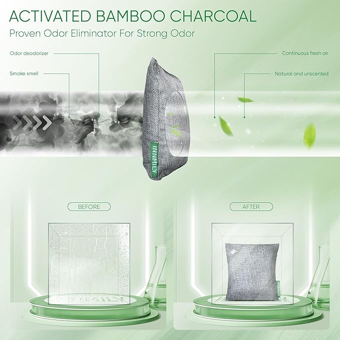 Activated Charcoal Odor Absorber, 8 Pack w Hooks Nature Odor Eliminator - Image 5