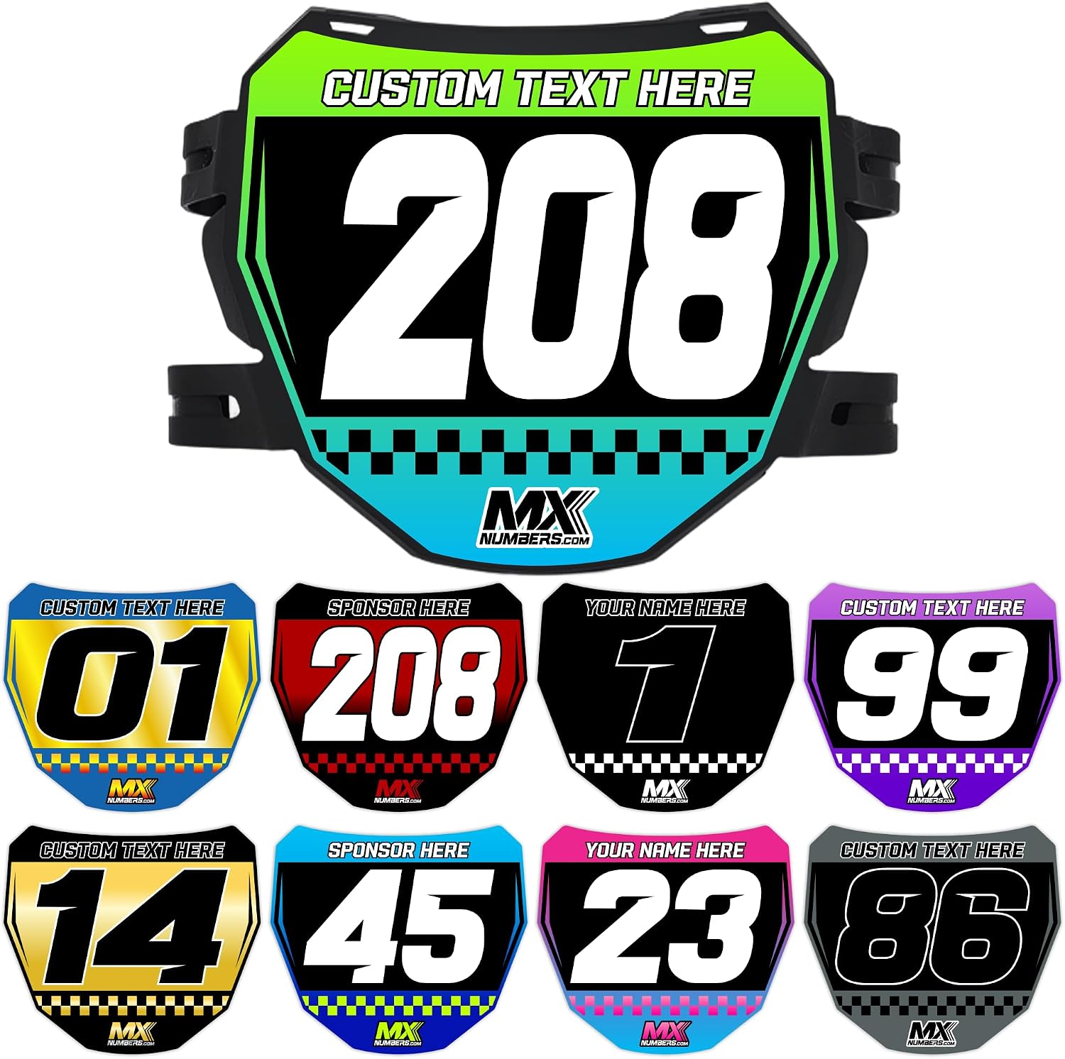 MxNumbers Custom ODI Downhill Plate Decal, Personalized Name Number and Colors, Race Graphics for Mountain and Electric Bikes
