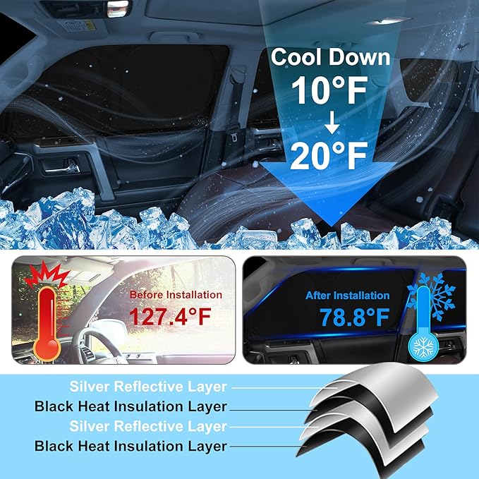 TINGLU Window Shades for Dodge RAM 1500 2019-2025 CrewCab, MegaCab Pickup - Image 4