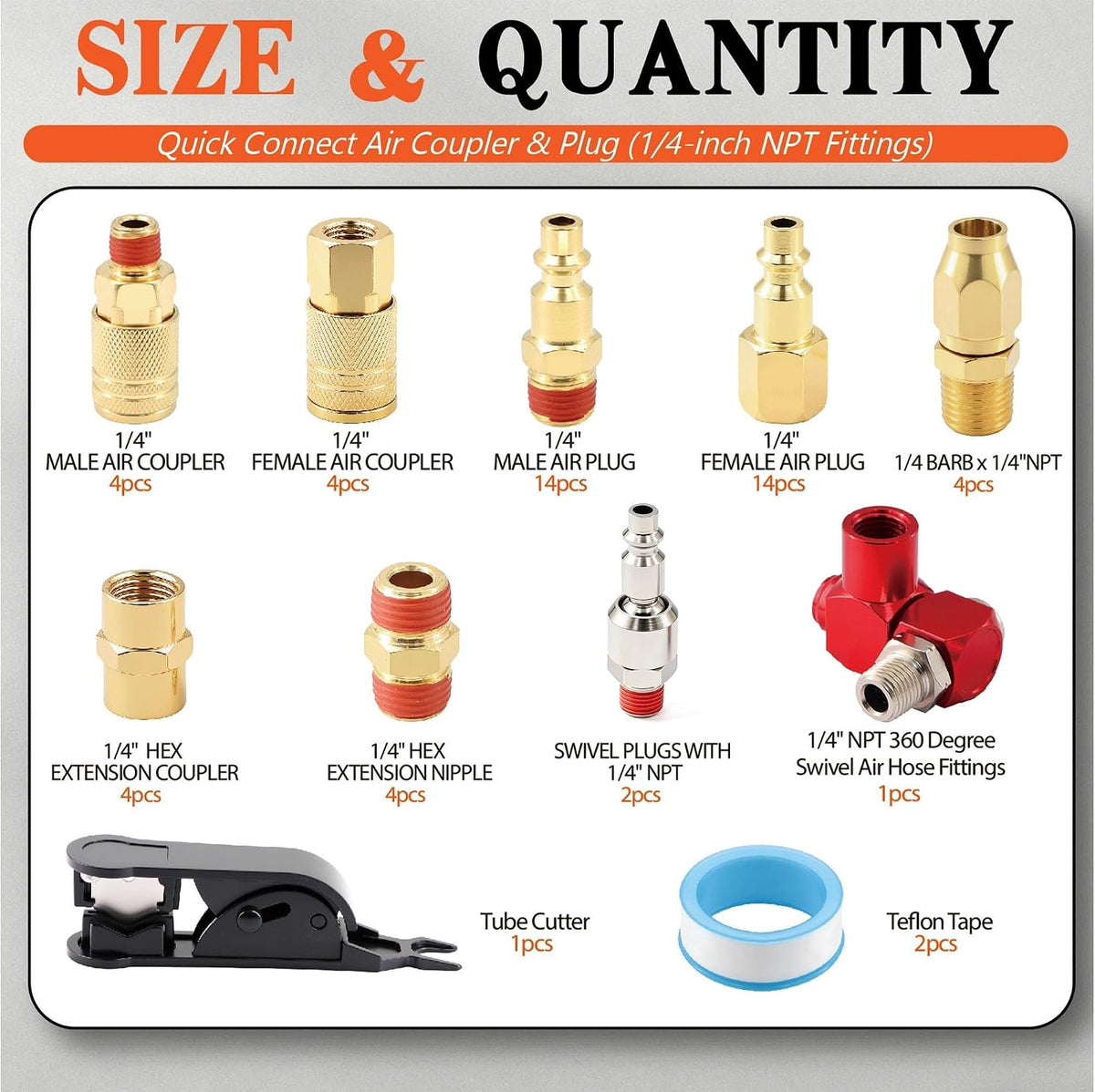 1/4-inch npt air hose fittings coupler kit 360° shown in use