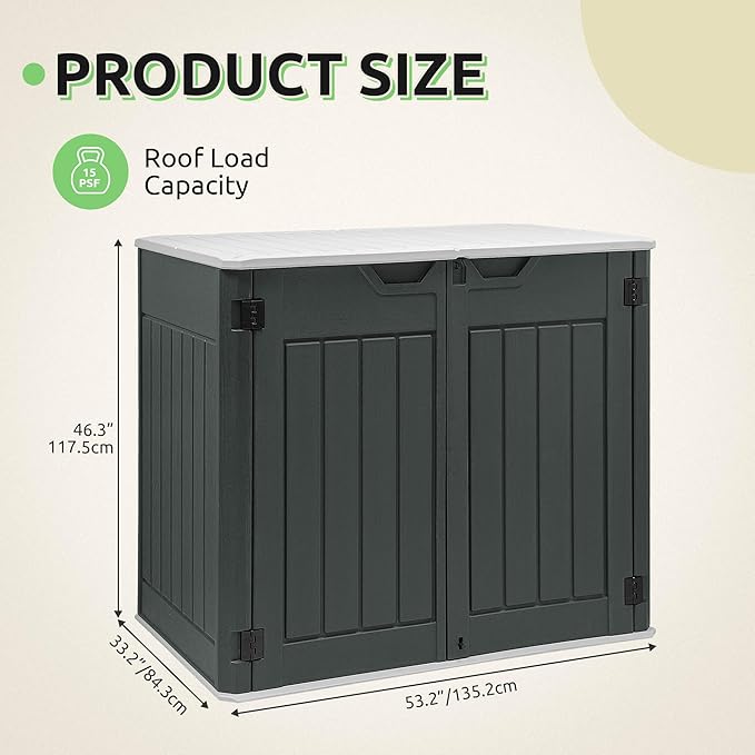 GOOBED 4.5x4ft Outdoor Horizontal Resin Storage Shed, 47 cuft Large Waterproof - Image 7