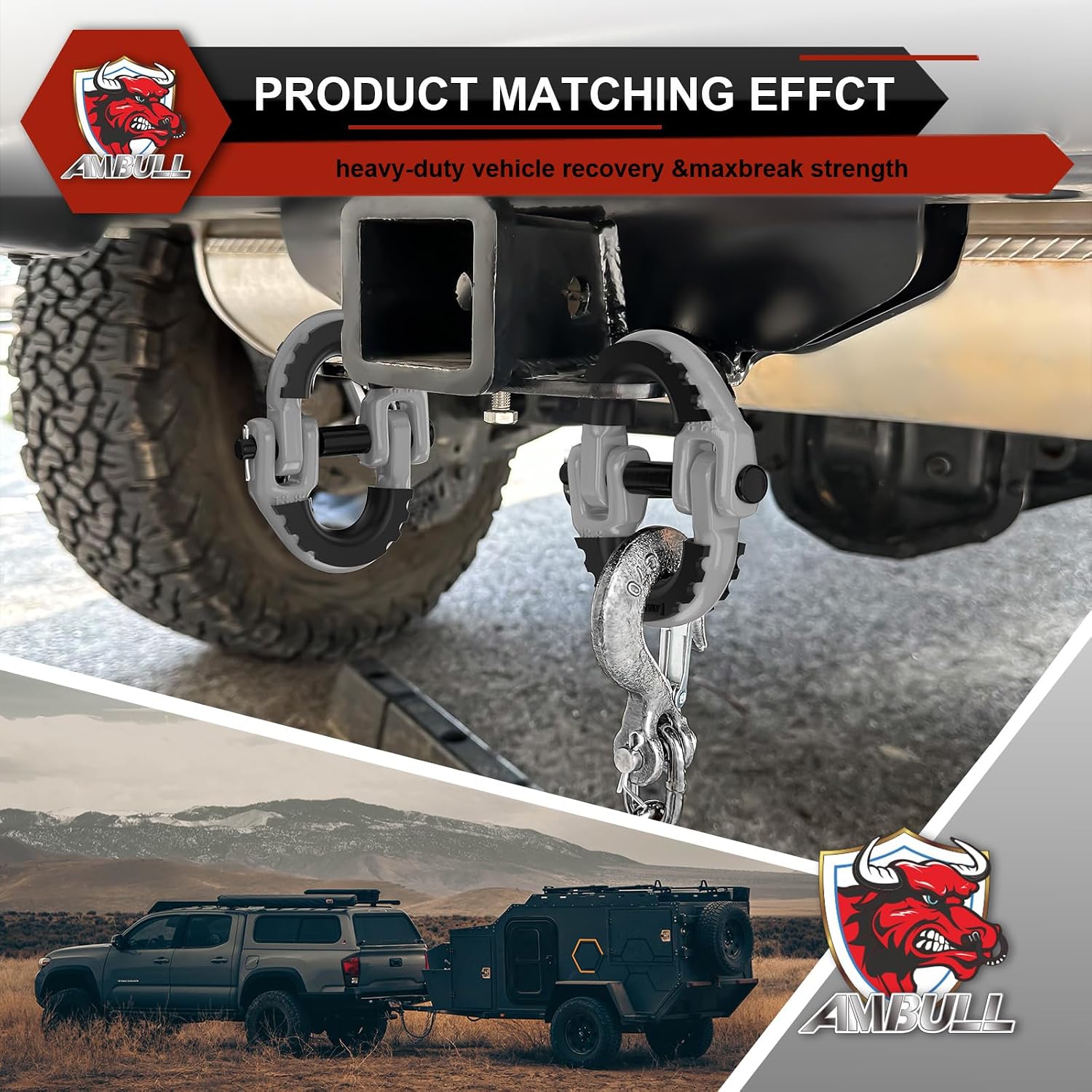 2 Pack 1/2" Safety Chain Connector Link, G80 Tow Hitch Hammerlock Coupling Link, Tow Chain Connector with 12000 lbs Loading (Gray)