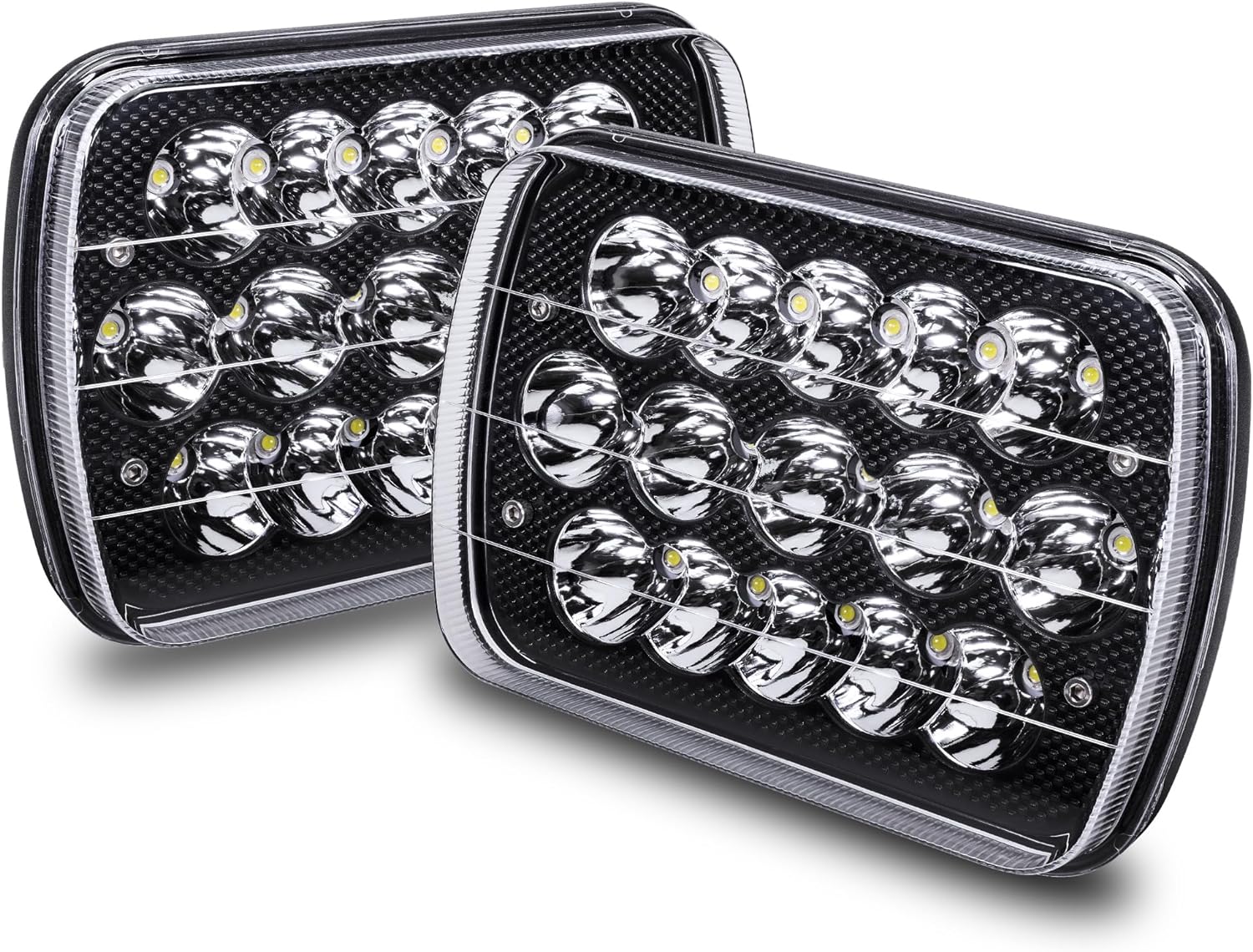 TRUE MODS 7x6 5x7 H6054 Black LED Headlights H4 Sealed Beam Replacement Lamp for Jeep Wrangler YJ Cherokee XJ Chevy Express Blazer S10 Van GMC Savana Ford Econoline E150 Nissan D21 Toyota Pickup Truck