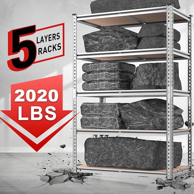 REIBII 2020LBS Garage Shelving Heavy Duty Metal Shelving 5 Tier Storage Shelves - Image 4