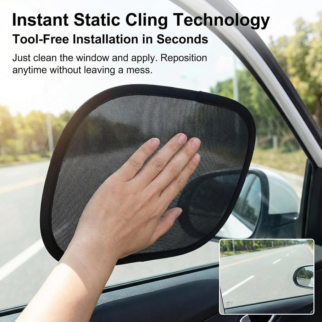2 PCS Miniature Static Cling Car Window Shades, 10" × 7" Glare Protection Windshield Sun Shade, Car Side Window Shade, Universal Windshield Sun Shade Protection Accessories for Safe Driving