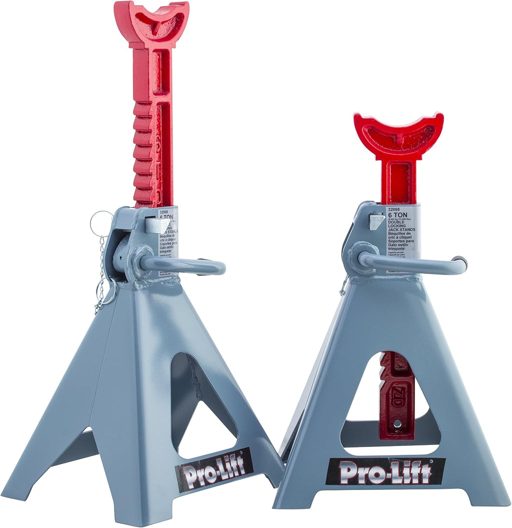 Pro-Lift Heavy Duty 6 Ton Jack Stands Pair - Double Locking Pins - Handle Lock and Mobility Pin for Auto Repair Shop with Extra Safety