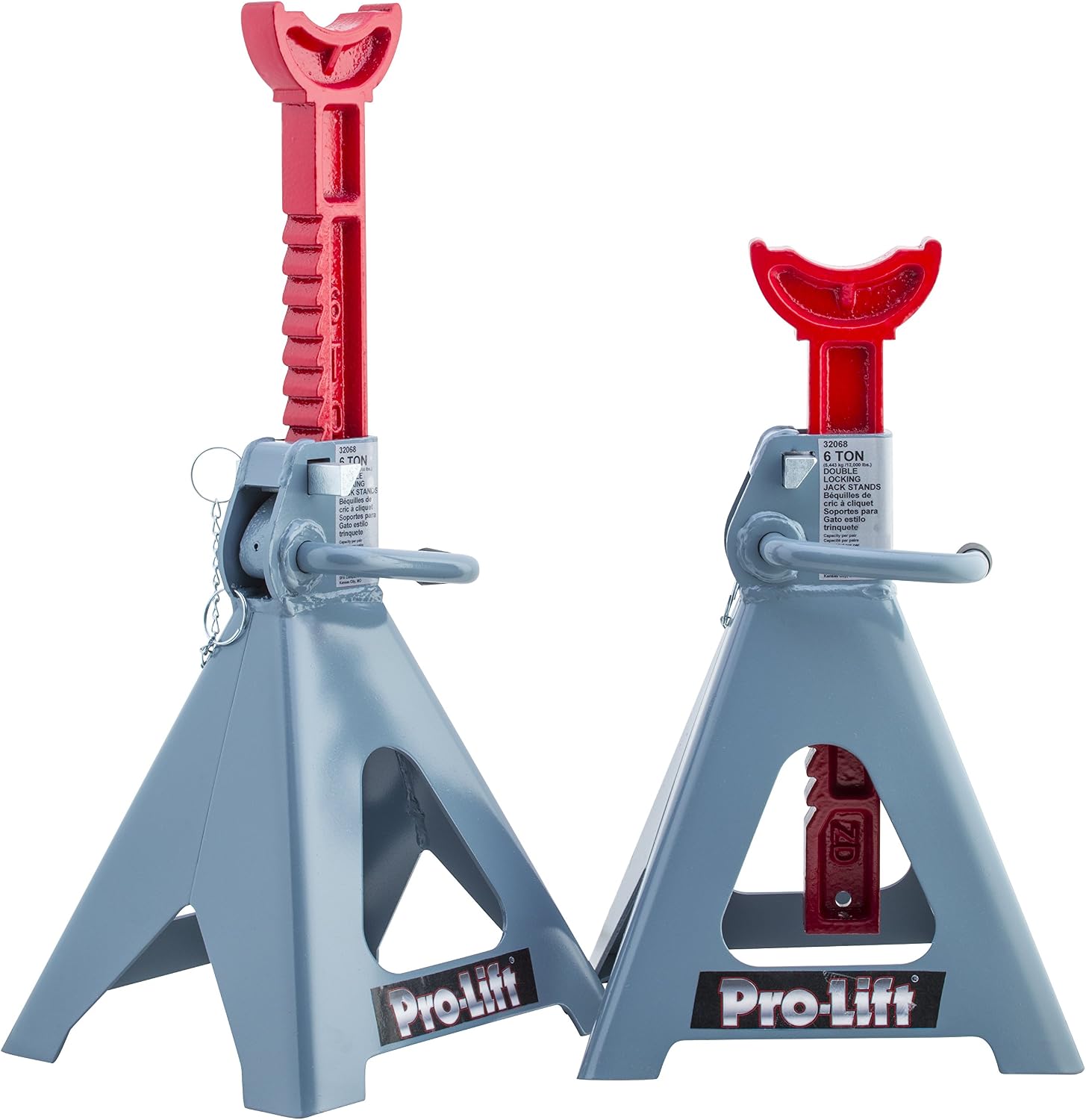 Pro-Lift Heavy Duty 6 Ton Jack Stands Pair - Double Locking Pins - Handle Lock and Mobility Pin for Auto Repair Shop with Extra Safety
