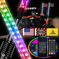 2PCS 4FT Whip Lights with Spring Base, LED Whip Lights with App & Remote Control,Spiral RGB Chasing Lighted Antenna with Rocker Switch, Music Whip Light for UTV ATV Polaris RZR SXS Jeep Truck