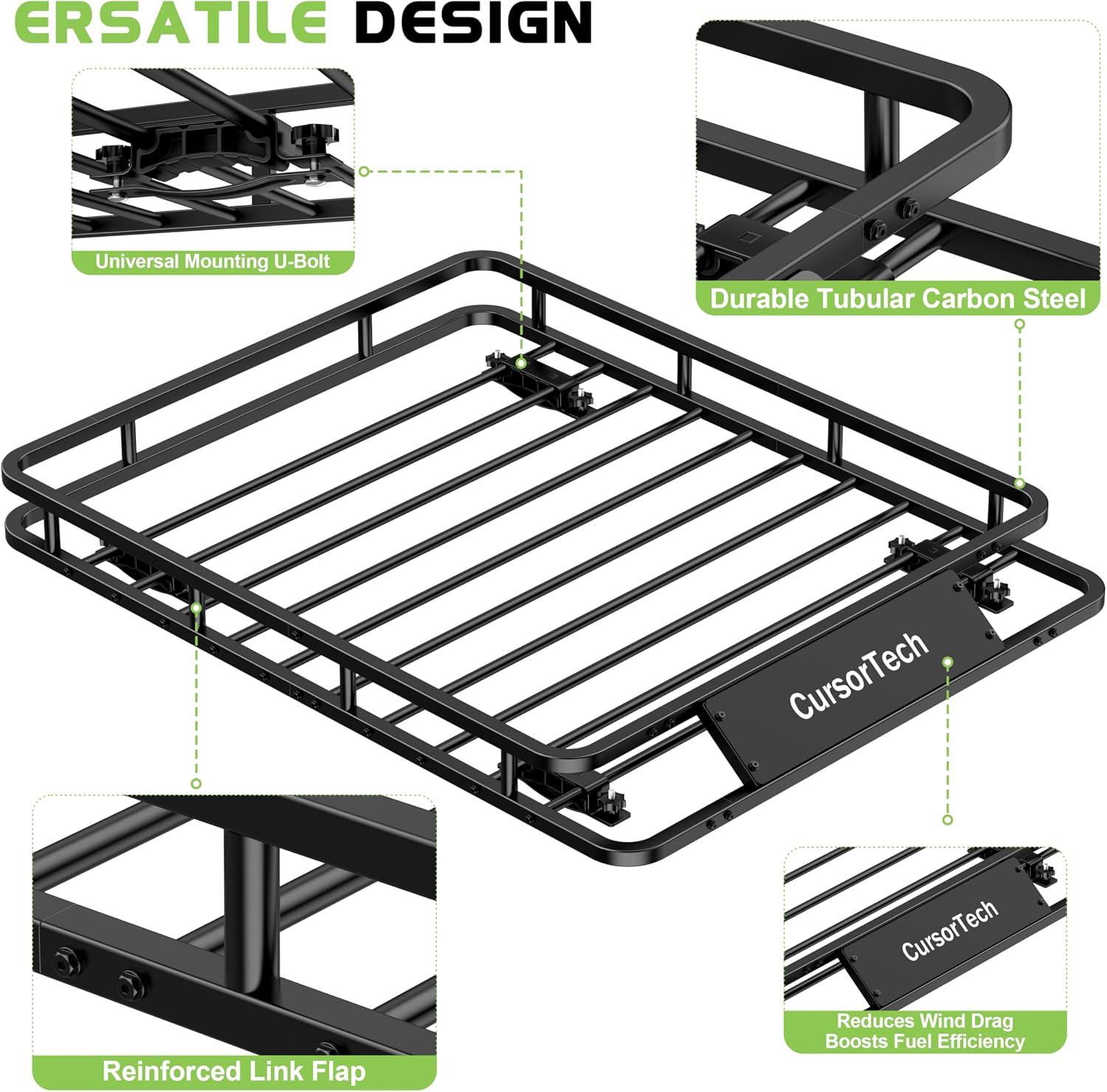 Roof Rack Basket with Net 46" x 36" Heavy Duty Rooftop Cargo Carrier 300 lbs Capacity Steel Roof Basket Vehicle Cargo Baskets Luggage Holder Rack for SUV Truck Car Travel Camping Storage