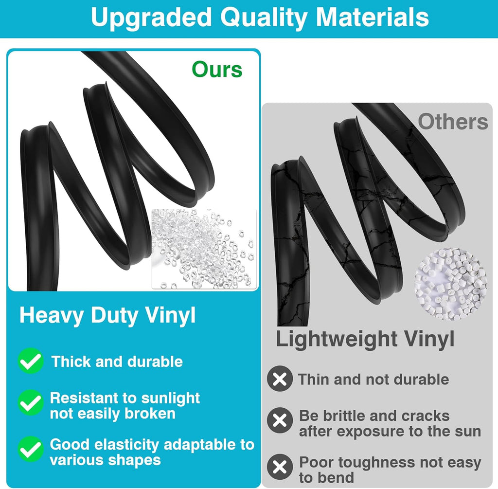 50 FT RV Trim Molding Insert, UV-Resistant RV Weather Stripping Exterior Replacement, Rubber Trim for Camper Travel Trailer Screw Cover Corner Gutter Channel Roof Edge, Vinyl Trim Insert 1 Inch Black